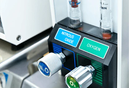 Nitrous oxide machine in dental office
