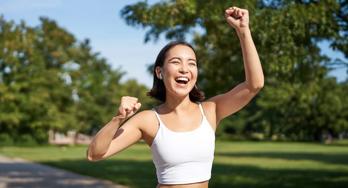 smiling woman exercising