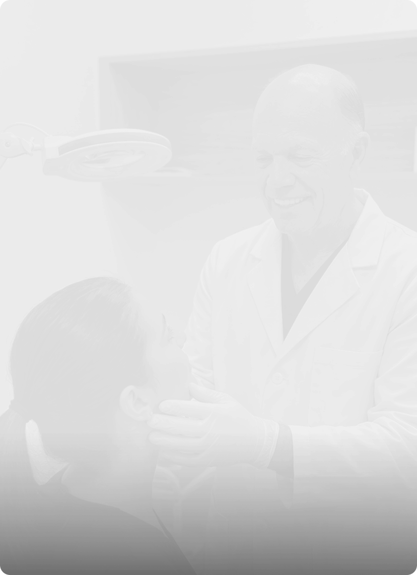 white toned image of the doctor with a patient