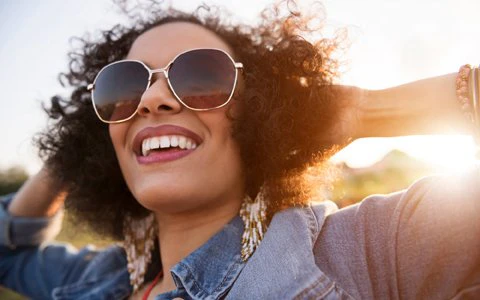 Happy woman outside