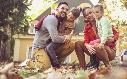 Happy family outdoors