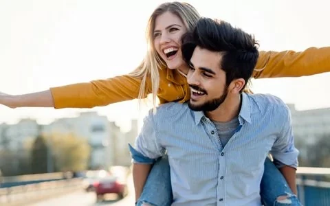 Woman getting piggybacked