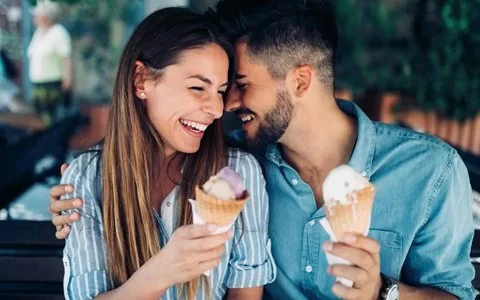 Couple enjoying ice cream
