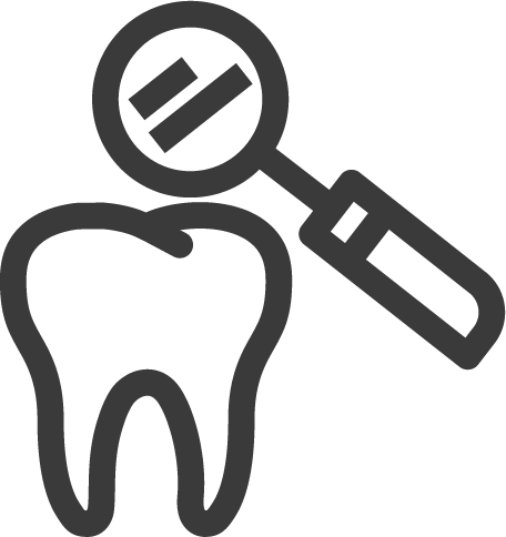 icon of tooth and magnifying glass