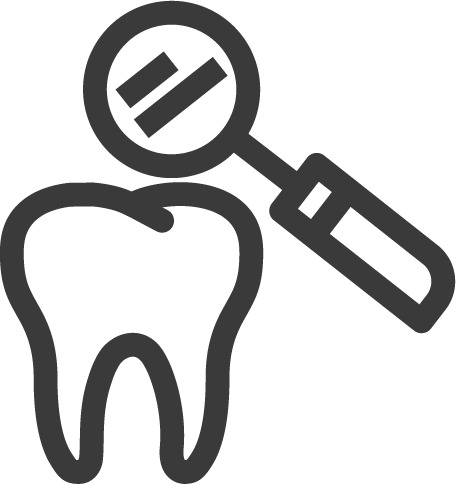 icon of tooth and magnifying glass