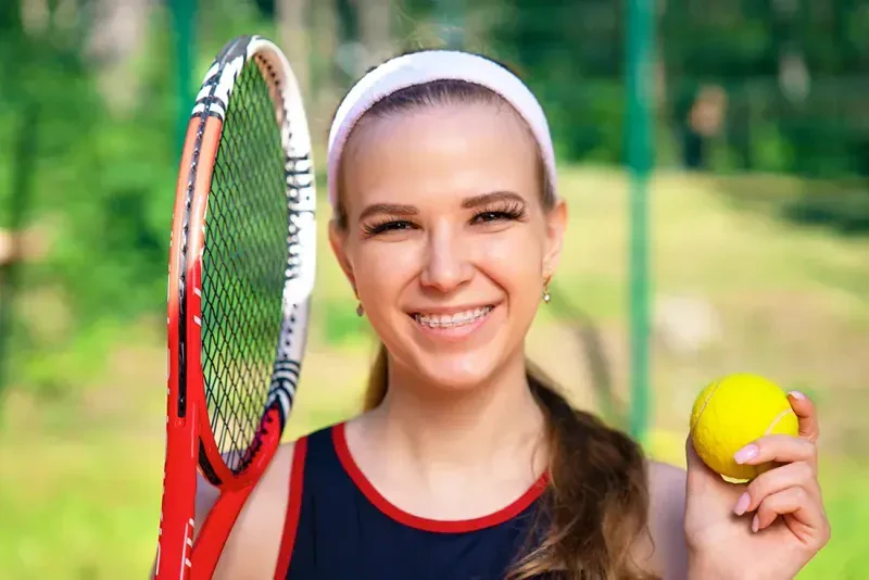young girl with a tennis racket