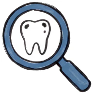 magnifying glass with tooth illustration