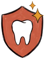 tooth in shield illustration
