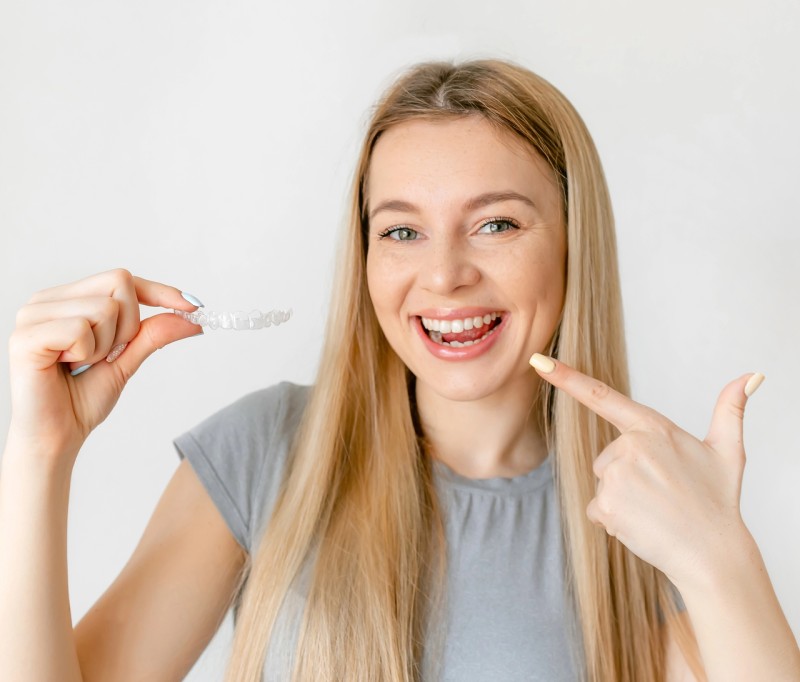 woman with braces smiling